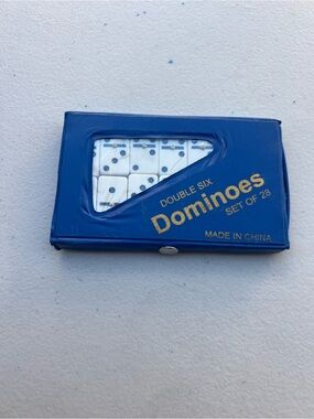 Double Six Dominoes Set in Blue Carrying Case